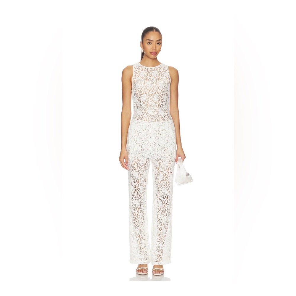 White lace top and pant set
